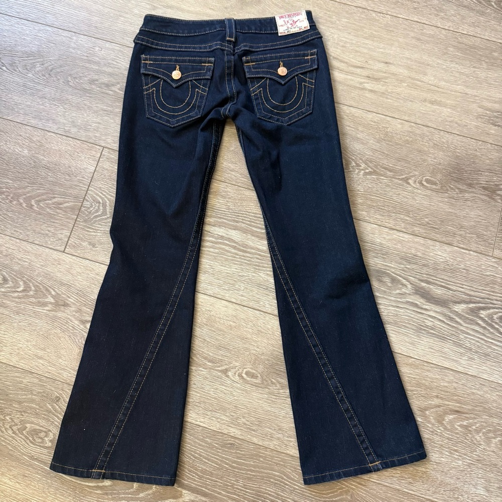 True Religion Joey Flare Denim Jeans Women Dark Blue Y2K USA Dark Blue Jeans 27 - Picture 2 of 11